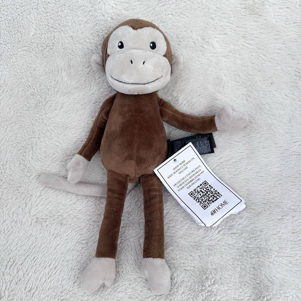 H&M Monkey Plush Doll Baby Nursery Long Arms Legs Stuffed Toy 11”